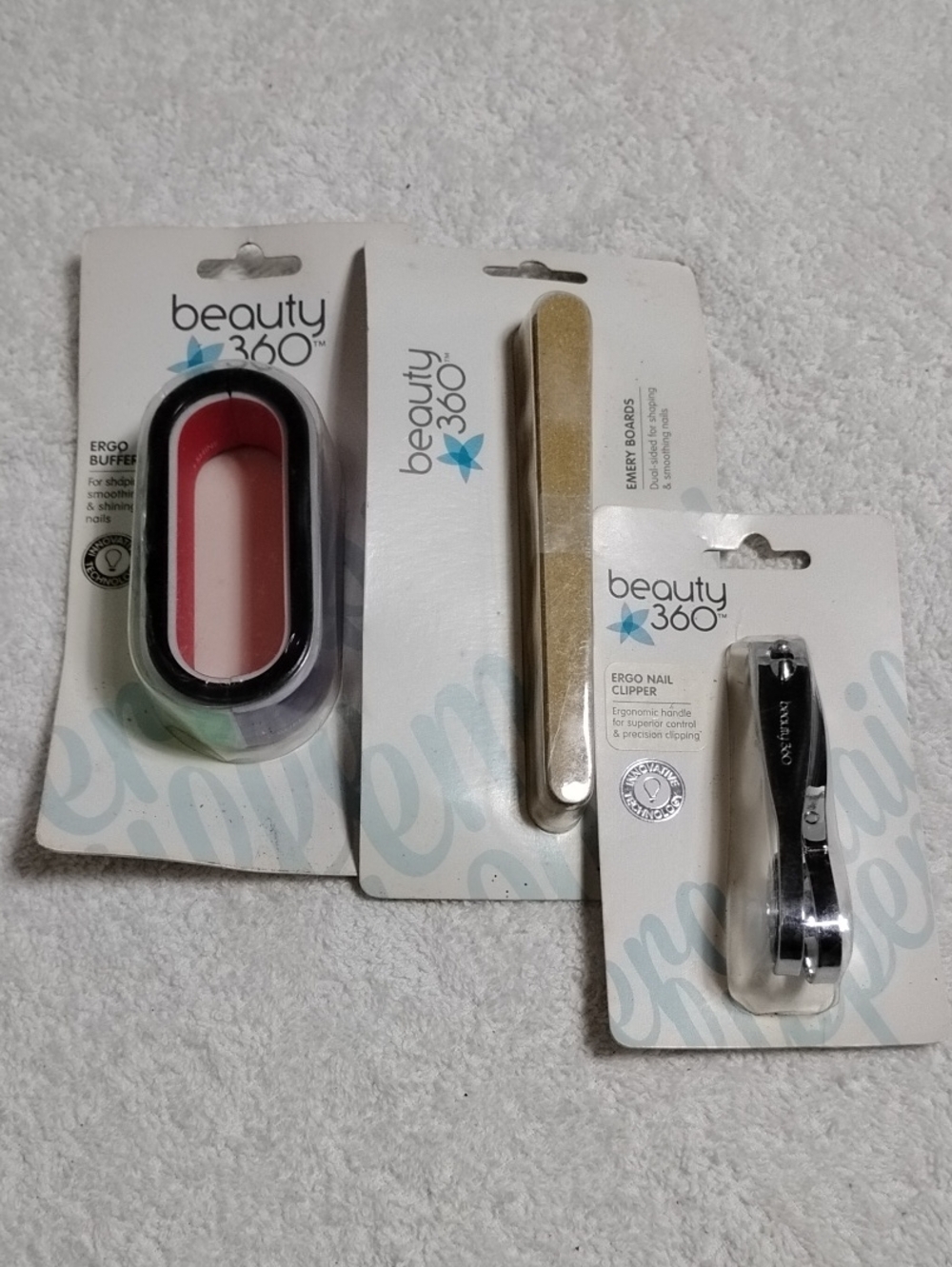 Beauty 360 Ergo Buffer Emery Boards Ergo Nail Clippers Set